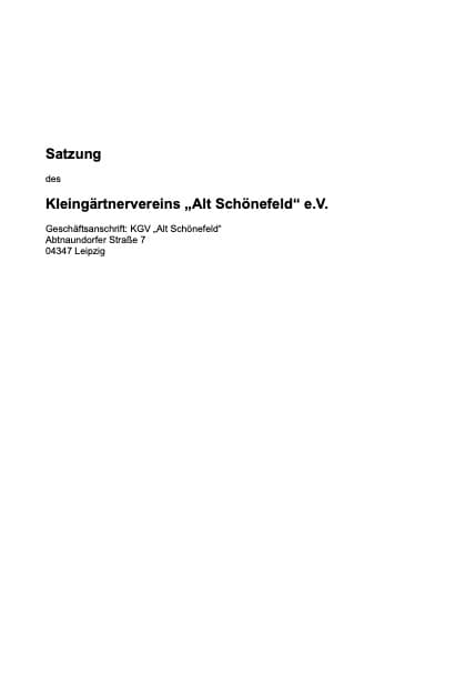 Satzung KGV Alt-Schönefeld e. V. Vorschaubild